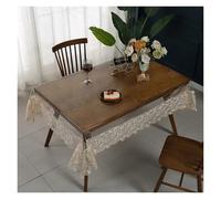 WEQYFDC Transparent Placemats PVC Tablecloth Embroidery Lace Transparency PVC Table Cloth Waterproof Oilproof Kitchen Dining Table Cover For Rectangular Table(Coffee color,150x220cm1pcs)