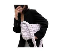 WEQYFDC Women Canvas Shoulder Shopping Bag Wool Knitted Woven Crossbody Bag for Woman Female Handbags Shopper(White,30. 20.8cm)