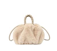 WEQYFDC Women's Bags Winter Handbag Fluffy Tote Bags Woven Carry Handle Small Mini Crossbody Bags(Apricot)