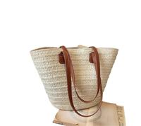 WEQYFDC Women's Large Capacity Shoulder Bag Summer Straw Woven Basket Handbag Female Luxury Designer Beach Bali Shopper(Beige)