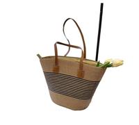 WEQYFDC Women's Large Capacity Shoulder Bag Summer Straw Woven Basket Handbag Female Luxury Designer Beach Bali Shopper Tote(Color1)