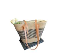 WEQYFDC Women's Large Capacity Shoulder Bag Summer Straw Woven Basket Handbag Female Luxury Designer Beach Bali Shopper Tote(Color6)