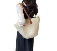 WEQYFDC Women's Large Capacity Shoulder Bag Summer Straw Woven Basket Handbag Female Luxury Designer Beach Bali Shopper Tote(Color4)