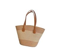 WEQYFDC Women's Large Capacity Shoulder Bag Summer Straw Woven Basket Handbag Female Luxury Designer Beach Bali Shopper Tote(Color2)