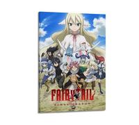 WEQYWEY Fairy Tail Anime (4) Posters Wall Art Canvas Vintage Music And Movies Aesthetic Poster Decorative Painting Living Room Bed Room Decor12x18inch(30x45cm) Frame-style