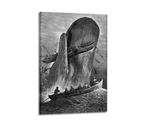 WEQYWEY Moby Dick Posters Wall Art Canvas Vintage Music And Movies Aesthetic Poster Decorative Painting Living Room Bed Room Decor16x24inch(40x60cm) Frame-style