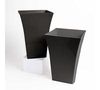 Wer-Homeshowroom Medium Square Weatherproof Plastic Curved Lipped Rim Planter Ideal For Indoor and Outdoor Use L24cm x H37cm (Case of 2)- Black