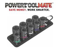 Wera 004580 9 Pce 1/2" Drive Impact Socket Set & Rail 13-21mm, Belt C Impaktor 1