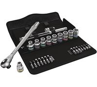 Wera 05004077001 8100 SC 7 Zyklop Metal Ratchet Set with Push-Through Square, 1/2" Drive, Metric, 28 Pieces