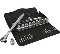 Wera 05004080001 8100 SC 10 Zyklop Metal Ratchet Set with Push-Through Square, 1/2" Drive, Imperial, 28 Pieces
