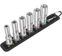 WERA 6 Piece Deep 1/2" Square Drive 10mm To 19mm Hex Socket Set Belt C, 004565
