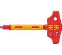 Wera 05005121001 410 i VDE A RA VDE-insulated T-handle adapter screwdriver with ratchet functionality for 1/4" sockets, 1/4" x 130 mm