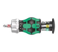 Wera 05008884001 Kraftform Kompakt Stubby Magazine RA 2, Stubby Ratchet Screwdriver with Bit Magazine, 6 Pieces