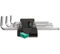 Wera 05022181001 Hex-Plus Key Set 950 PKL/7 SM N High Torque with Ball-end, Metric Long Chrome Plate, 1.5 mm-6 mm, 7-Piece