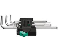 Wera 05022181001 Hex-Plus Key Set 950 PKL/7 SM N High Torque with Ball-end, Metric Long Chrome Plate, 1.5 mm-6 mm, 7-Piece