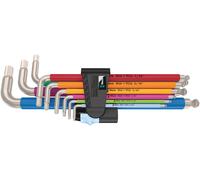 Wera 9 Pc Imperial Colour Stainless Steel 5/16"-3/8" Hex Ball End Key Set,022860