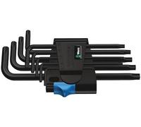 Wera 967 L/9 TORX® holding function BlackLaser L-key set in a two-component clip, 9pc, 05024244001