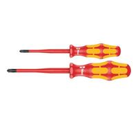 Wera 165 is PZ/S # 1 + 2 Screwdriver Set Kraftform Plus Series 100. with Reduced Blade Diameter, 2 Pieces, 05006470001