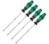 Wera 335/350/355/4 Kraftform Plus LaserTip Long Screwdriver 200mm Set 4 Piece SL/PH/PZ
