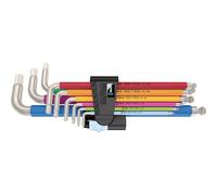 Wera 9 Pc Imperial Colour Stainless Steel 5/16"-3/8" Hex Ball End Key Set,022860