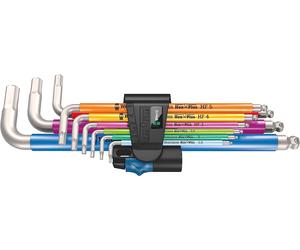 Wera 3950 SPKL Stainless Ball Ended Holding Function Hexagon L-Keys, 9 Piece Set