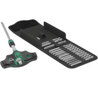 Wera 05023471001 Kraftform Kompakt 400 RA Set 1, T-Handle bit Holder with Ratchet Function and, 17 Pieces, Black-Green