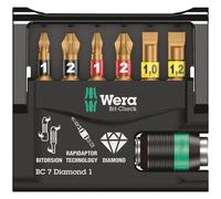 Wera 7 Piece Bit-Check Diamond Bitorsion Screwdriver Bit and Holder Set