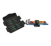 Wera 73675 Kraftform Micro Precision Screwdriver Set, 12 Pieces & 950 SPKL/9 SM HF Multicolour L-Key Set Metric BlackLaser with HOL