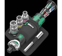 Wera 17 Pce 8009 Zyklop Pocket Set 2 3/8" Ratchet Screwdriver Bit Holder, 004281