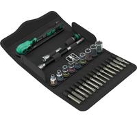 Wera 8100 SA 15 Zyklop Comfort 1/4" Ratchet Socket Set SAE 28Pc