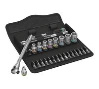 Wera 05004017001 8100 SA 7 Zyklop Metal Ratchet Set with Push-Through Square, 1/4" Drive, Metric, 28 Pieces