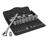 Wera 05004047001 8100 SB 7 Zyklop Metal Ratchet Set with Push-Through Square, 3/8" Drive, Metric, 29 Pieces