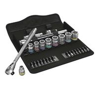 Wera 05004051001 8100 SB 11 Zyklop Metal Ratchet Set with switch lever, 3/8" drive, imperial, 29 pieces, Silver