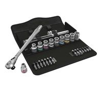 Wera 05004081001 8100 SC 11 Zyklop Metal Ratchet Set with switch lever, 1/2" drive, imperial, 28 pieces
