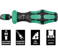 838 RA-R L bit Hand Holder with Ratchet Function, 1/4", 1/4" x 140 mm