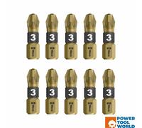 Wera 855/1 BTH Pozidriv 25mm Extra Hard BiTorsion PZ3 Bits x10 Pcs