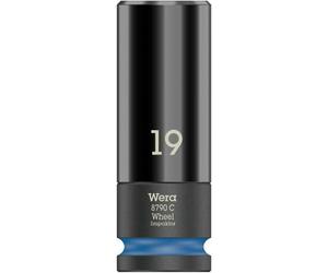 Wera 8790 C, 19mm Alloy Wheel Nut 1/2" Dr Impact Deep Hex Insert Socket, 004591