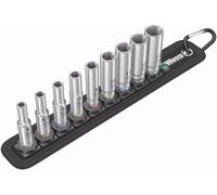 WERA 9 Piece Deep 1/4" Square Drive 5mm To 13mm Hex Socket Set Belt A, 004525