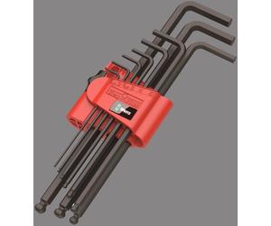 WERA 9 Piece Metric Long Hex-Plus Allen Hexagon Key Set With Ball End, 073596