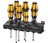 Wera 932/6 Kraftform Chiseldriver screwdriver set and rack, Phillips/Slotted, 6