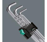 Wera 950 Hex-Plus 4 Chrome-plated Hex-Key Set, Metric, 1.5-10 mm, 9 Piece, 05073594001, Silver