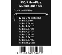 Wera 950 SPKL9 SM N SB Multicolour BlackLaser LKey Set 9pc Metric 1510