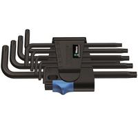 Wera 967 L/9 TORX® holding function BlackLaser L-key set in a two-component clip, 9pc, 05024244001