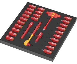 Wera 9726 Thermoformed Sponge Ratchet 8007 B VDE Zyklop VDE Set 1, 3/8 Inch, 28 Pieces