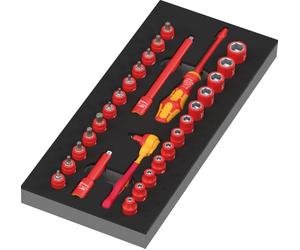 Wera 9727 Foam Insert 8007 A VDE Zyklop VDE Ratchet Set 1, 1/4", 30 Pieces