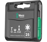 Wera Bit-Box 15 Impaktor TX25 TriTorsion Impact bits, anti cam-out Torx 25x25mm, 15pc pack, 05057775001(use with 897 4 IMP Holder) , Black