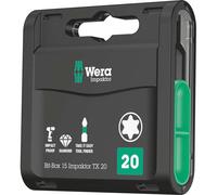 Wera Bit-Box 15 Impaktor TX20 TriTorsion Impact bits, anti cam-out Torx 20x25mm, 15pc pack, 05057772001(use with 897 4 IMP Holder)
