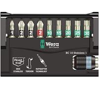 WERA 10 Piece Bit-Check Rapidaptor Stainless Steel Hex/TX/PH/PZ Set, 073630