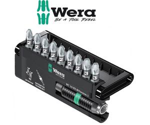 Wera BiTorsion Screwdriver Bits & Holder 10 Piece Set Bit Check PZ2 PZ3 056368