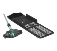 Wera 05057473001 Kraftform Kompakt 400 RA Imperial Set 1, Porte-embouts à poignée en T avec fonction cliquet et jeu d'embouts, 17 pièces, Black-Green, 17 Pieces